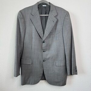 Brioni Nomentano Mens Sport Coat Blazer 42R Gray Plaid Wool Silk Blend Old Money